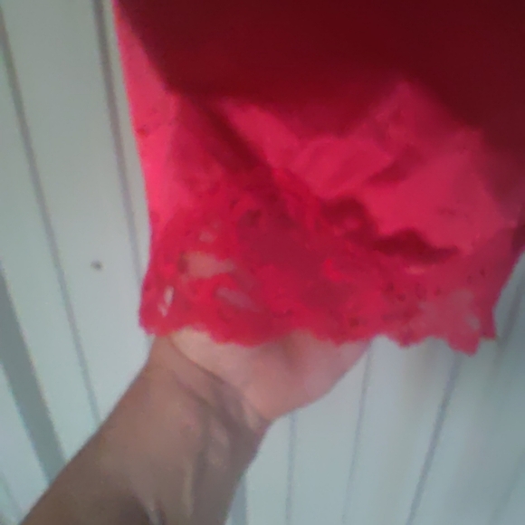 Women's Maidenform Red Nylon Half Slip Lace Lacey Lacy Size Medium Romantic Sexy - Picture 2 of 5